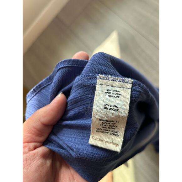 Soft Surroundings Roxanna Cupro Purple Crinkle Long Sleeve Button-Up Shirt Sz L - Picture 7 of 11